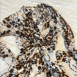 Free People Floral Midi Dress - Black and Brown